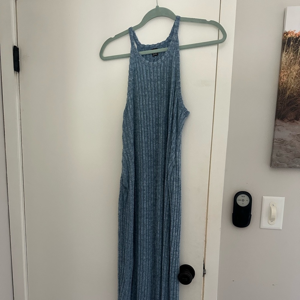 SHEIN Blue Ribbed Maxi Dress